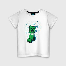 Детская футболка хлопок с принтом Крипер | Creeper | Minecraft в Белгороде, 100% хлопок | круглый вырез горловины, полуприлегающий силуэт, длина до линии бедер | creeper | minecraft | sss | выживай | зеленый | исследуй | крип | крипер | майнкрафт | меч | создавай