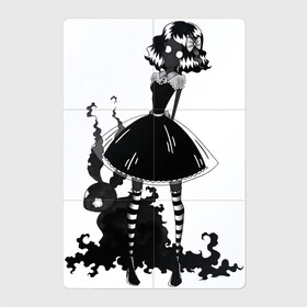 Магнитный плакат 2Х3 с принтом Чёрный кролик в Белгороде, Полимерный материал с магнитным слоем | 6 деталей размером 9*9 см | Тематика изображения на принте: алиса | готический | кролик | морк2028 | тёмный | тень | чёрно белый