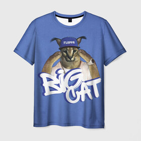 Мужская футболка 3D с принтом Big Cat Floppa в Белгороде, 100% полиэфир | прямой крой, круглый вырез горловины, длина до линии бедер | flopa | floppa | большой | каракал | кот мем | мем с котом | русский кот | флопа | флоппа | шлёпа