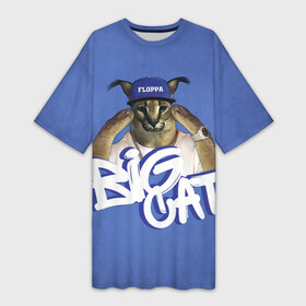 Платье-футболка 3D с принтом Big Cat Floppa в Белгороде,  |  | flopa | floppa | большой | каракал | кот мем | мем с котом | русский кот | флопа | флоппа | шлёпа