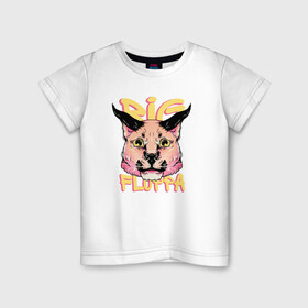 Детская футболка хлопок с принтом Big Cat  Floppa в Белгороде, 100% хлопок | круглый вырез горловины, полуприлегающий силуэт, длина до линии бедер | flopa | floppa | каракал | кот мем | мем с котом | русский кот | шлёпа