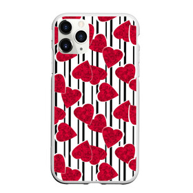 Чехол для iPhone 11 Pro матовый с принтом Полосатый узор сердце  в Белгороде, Силикон |  | детский | красный | красный и черный | любовь | мраморное сердце | полосатый узор | полосы | сердце | черные полосы