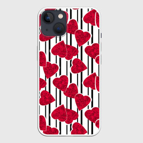 Чехол для iPhone 13 с принтом Полосатый узор сердце в Белгороде,  |  | Тематика изображения на принте: детский | красный | красный и черный | любовь | мраморное сердце | полосатый узор | полосы | сердце | черные полосы