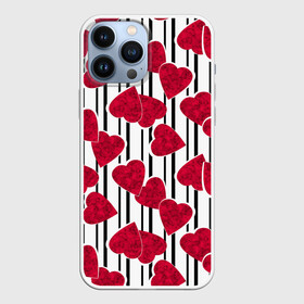 Чехол для iPhone 13 Pro Max с принтом Полосатый узор сердце в Белгороде,  |  | детский | красный | красный и черный | любовь | мраморное сердце | полосатый узор | полосы | сердце | черные полосы