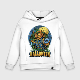 Детское худи Oversize хлопок с принтом Halloween в Белгороде, френч-терри — 70% хлопок, 30% полиэстер. Мягкий теплый начес внутри —100% хлопок | боковые карманы, эластичные манжеты и нижняя кромка, капюшон на магнитной кнопке | bat | halloween | holiday | knife | moon | night | pumpkin | skull | smile | летучая мышь | нож | ночь | праздник | тыква | улыбка | хэллоуин | череп