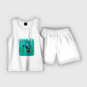 Детская пижама с шортами хлопок с принтом Утопленник (Drowne) Майнкрафт в Белгороде,  |  | maincraft | mob | pixel | unit | водоросли | зомби | маинкрафт | майнкрафт | моб | персонаж | пиксели | подводный | трезубец | тризубец | утопленник