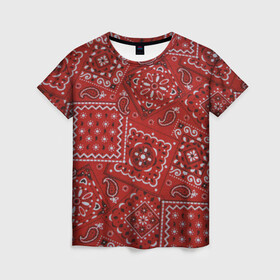 Женская футболка 3D с принтом БЛАДС | BLOODS в Белгороде, 100% полиэфир ( синтетическое хлопкоподобное полотно) | прямой крой, круглый вырез горловины, длина до линии бедер | bloods gang. | crips | банда бладс | крипс | кружево