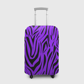 Чехол для чемодана 3D с принтом Абстрактный узор зебра  в Белгороде, 86% полиэфир, 14% спандекс | двустороннее нанесение принта, прорези для ручек и колес | абстрактный | женский | зебра | креативный | модный | полосы | популярный | современный | черный и фиолетовый