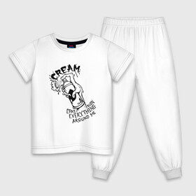 Детская пижама хлопок с принтом Graffiti Cream в Белгороде, 100% хлопок |  брюки и футболка прямого кроя, без карманов, на брюках мягкая резинка на поясе и по низу штанин
 | black | cream | gza | hip hop | method man | music | new york | odb | old school | rap | rza | wu tang | wu tang clan | аудио | винил | ву тэнг | граффити | диджей | кассета | микрофон | музыка | нью йорк | пластинка | рэп | рэпер | хип хоп