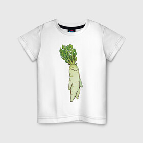 Детская футболка хлопок с принтом Милая редька в Белгороде, 100% хлопок | круглый вырез горловины, полуприлегающий силуэт, длина до линии бедер | арт | зелень | мило | милота | овощ | овощи | редька | рисунок | свежие овощи | свежий овощ | свежий продукт