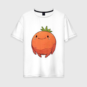 Женская футболка хлопок Oversize с принтом Большой томат в Белгороде, 100% хлопок | свободный крой, круглый ворот, спущенный рукав, длина до линии бедер
 | арт | мило | милота | овощ | овощи | помидор | рисунок | свежие овощи | свежий овощ | свежий продукт | томат