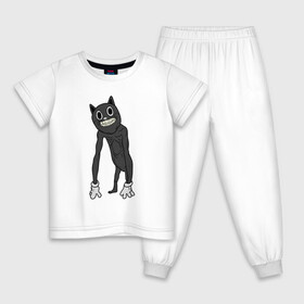 Детская пижама хлопок с принтом Cartoon Cat / Мультяшный кот в Белгороде, 100% хлопок |  брюки и футболка прямого кроя, без карманов, на брюках мягкая резинка на поясе и по низу штанин
 | Тематика изображения на принте: angry cat | cartoon cat | cat | crazy | horror | kitty | monster | siren head | sirenhead | безумный | злой кот | картун кет | картун кэт | котик | кошак | монстр | мультяшный кот | сирен хеад | сиреноголовый | улыбка | хоррор
