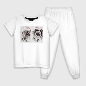 Детская пижама хлопок с принтом Собаки - космонавты в Белгороде, 100% хлопок |  брюки и футболка прямого кроя, без карманов, на брюках мягкая резинка на поясе и по низу штанин
 | в тренде. | космос | собаки | собаки на белом фоне | ссср