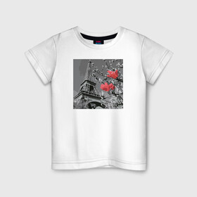 Детская футболка хлопок с принтом Париж в Белгороде, 100% хлопок | круглый вырез горловины, полуприлегающий силуэт, длина до линии бедер | в тренде. | красота | любовь | париж | путешествие | цветы