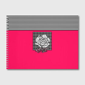 Альбом для рисования с принтом Аппликация роза на клетчатом в Белгороде, 100% бумага
 | матовая бумага, плотность 200 мг. | аппликация | детский | комбинированный | полосатый | пэчворк | роза | розовый | цветочный узор | черный и малиновый | яркий малиновый