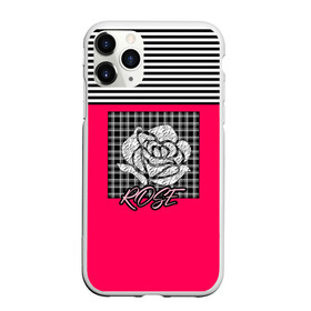 Чехол для iPhone 11 Pro Max матовый с принтом Аппликация роза на клетчатом в Белгороде, Силикон |  | аппликация | детский | комбинированный | полосатый | пэчворк | роза | розовый | цветочный узор | черный и малиновый | яркий малиновый