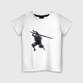 Детская футболка хлопок с принтом Artorias в Белгороде, 100% хлопок | круглый вырез горловины, полуприлегающий силуэт, длина до линии бедер | Тематика изображения на принте: artorias | boss | soul | арториас | босс | души | темные души