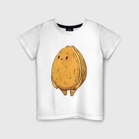 Детская футболка хлопок с принтом Грецкий орех в Белгороде, 100% хлопок | круглый вырез горловины, полуприлегающий силуэт, длина до линии бедер | арт | грецкий | грецкий орех | мило | милота | орех | орехи | рисунок | свежие орехи | свежий орех | свежий продукт