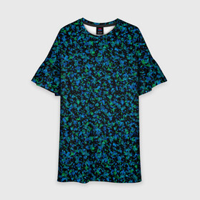Детское платье 3D с принтом Абстрактный зелено-синий узор  в Белгороде, 100% полиэстер | прямой силуэт, чуть расширенный к низу. Круглая горловина, на рукавах — воланы | абстрактный | вкрапления | зеленый | молодежный | мраморный | синий | современный | черный и синий