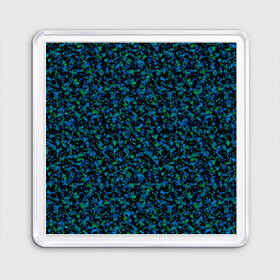 Магнит 55*55 с принтом Абстрактный зелено-синий узор  в Белгороде, Пластик | Размер: 65*65 мм; Размер печати: 55*55 мм | абстрактный | вкрапления | зеленый | молодежный | мраморный | синий | современный | черный и синий