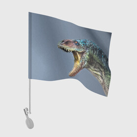 Флаг для автомобиля с принтом Хищный динозавр | Dino (Z) в Белгороде, 100% полиэстер | Размер: 30*21 см | dino | dinosauria | дино | динозавр | парк юрского | хищный динозавр | чудовище | юрский период | ящер | ящерица
