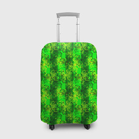 Чехол для чемодана 3D с принтом Неоновый полосатый узор  в Белгороде, 86% полиэфир, 14% спандекс | двустороннее нанесение принта, прорези для ручек и колес | бабочки | вертикальные полосы | зеленый | летний | неоновый | неоновый зеленый | современный | яркий узор