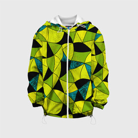 Детская куртка 3D с принтом Гранжевый яркий зеленый  в Белгороде, 100% полиэстер | застежка — молния, подол и капюшон оформлены резинкой с фиксаторами, по бокам — два кармана без застежек, один потайной карман на груди, плотность верхнего слоя — 90 г/м2; плотность флисового подклада — 260 г/м2 | абстрактный | гранжевая текстура | зеленый | летний | молодежный | современный | ярко желтый