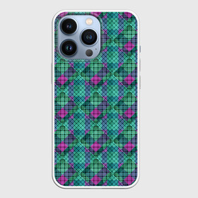 Чехол для iPhone 13 Pro с принтом Бирюзовый клетчатый узор в Белгороде,  |  | абстрактный | бирюзовый | клетка | модный | плед | разноцветный плед | современный | шотландка