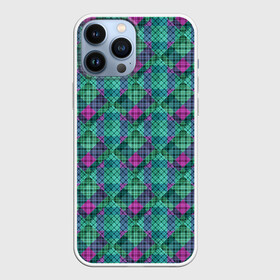 Чехол для iPhone 13 Pro Max с принтом Бирюзовый клетчатый узор в Белгороде,  |  | абстрактный | бирюзовый | клетка | модный | плед | разноцветный плед | современный | шотландка
