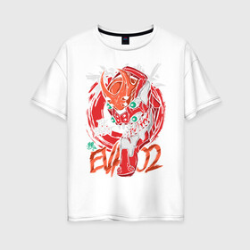 Женская футболка хлопок Oversize с принтом EVA 02 в Белгороде, 100% хлопок | свободный крой, круглый ворот, спущенный рукав, длина до линии бедер
 | eva | evangelion | ева | евангелион