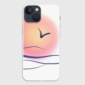 Чехол для iPhone 13 mini с принтом Солнечный шар в Белгороде,  |  | sea | sun | закат | море | небо | птицы | солнце | чайки