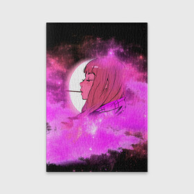 Обложка для паспорта матовая кожа с принтом Аниме Девушка | Розовый Космос в Белгороде, натуральная матовая кожа | размер 19,3 х 13,7 см; прозрачные пластиковые крепления | anime | cloud | girl | japan | moon sky | pink | senpai | space | аниме | анимэ | девочка | девушка | космос | краска | кровь | луна | мульт | самурай | символ | тян | япония