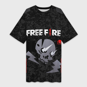 Платье-футболка 3D с принтом FREE FIRE (Фри Фаер) в Белгороде,  |  | ff | free fire | game | gamer | games | garena | pro gamer | гарена | гексагон | игра | итан | текстура | фри фаер | фф | череп