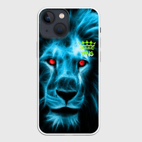 Чехол для iPhone 13 mini с принтом ЛЕВ ЦАРЬ ЗВЕРЕЙ в Белгороде,  |  | зверь | король | лев | неон | спокойствие | хищник | шерсть