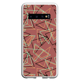 Чехол для Samsung Galaxy S10 с принтом Террактовый геометрический  в Белгороде, Силикон | Область печати: задняя сторона чехла, без боковых панелей | абстрактный | геометрические фигуры | геометрический узор | молодежный | современный | терракотовый