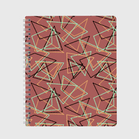 Тетрадь с принтом Террактовый геометрический  в Белгороде, 100% бумага | 48 листов, плотность листов — 60 г/м2, плотность картонной обложки — 250 г/м2. Листы скреплены сбоку удобной пружинной спиралью. Уголки страниц и обложки скругленные. Цвет линий — светло-серый
 | абстрактный | геометрические фигуры | геометрический узор | молодежный | современный | терракотовый