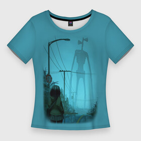 Женская футболка 3D Slim с принтом СИРЕНОГОЛОВЫЙ И ДЕВОЧКА в Белгороде,  |  | siren head | гуманоид | игра | монстр | сиреноголовый | существо | хоррор