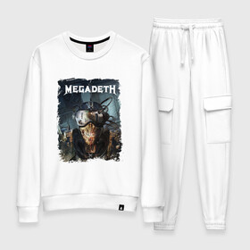 Женский костюм хлопок с принтом Megadeth | Poster (Z) в Белгороде, 100% хлопок | на свитшоте круглая горловина, мягкая резинка по низу. Брюки заужены к низу, на них два вида карманов: два 