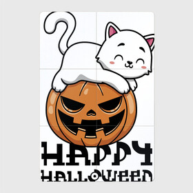 Магнитный плакат 2Х3 с принтом Kitten & Pumpkin в Белгороде, Полимерный материал с магнитным слоем | 6 деталей размером 9*9 см | Тематика изображения на принте: cat | ears | eyes | halloween | holiday | jaw | kitten | moustache | nose | paws | pumpkin | smile | tail | teeth | глаза | зубы | кот | котёнок | кошка | лапы | нос | праздник | тыква | улыбка | усы | уши | хвост | хэллоуин