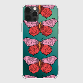 Чехол для iPhone 12 Pro Max с принтом Зеленый принт с бабочками :) в Белгороде, Силикон |  | бабочки | градиент | графический | грустный | зеленый | меланхолия | насекомые | ретро | розовый | странный