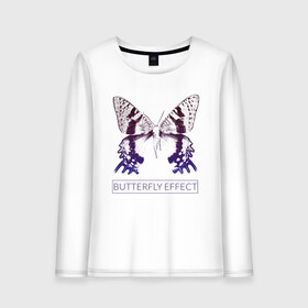 Женский лонгслив хлопок с принтом Эффект бабочки в Белгороде, 100% хлопок |  | butterfly | butterfly effect. | бабочка | эффект бабочки