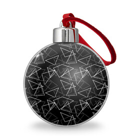 Ёлочный шар с принтом Черно-белый геометрический  в Белгороде, Пластик | Диаметр: 77 мм | абстрактный | геометрические фигуры | монохромный | мужской | треугольники | черный и белый | черный фон