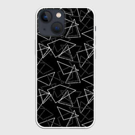 Чехол для iPhone 13 mini с принтом Черно белый геометрический в Белгороде,  |  | абстрактный | геометрические фигуры | монохромный | мужской | треугольники | черный и белый | черный фон