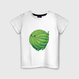 Детская футболка хлопок с принтом Арбуз в Белгороде, 100% хлопок | круглый вырез горловины, полуприлегающий силуэт, длина до линии бедер | арбуз | арт | мило | милота | рисунок | свежая ягода | свежие ягоды | свежий продукт | ягода | ягоды
