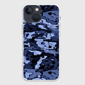 Чехол для iPhone 13 mini с принтом Синий камуфляж в клетку в Белгороде,  |  | для мальчиков | камуфляж | клетка | клетчатый узор | мужской | популярный | синий | современный | спортивный