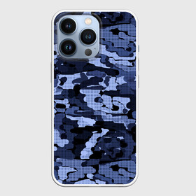 Чехол для iPhone 13 Pro с принтом Синий камуфляж в клетку в Белгороде,  |  | Тематика изображения на принте: для мальчиков | камуфляж | клетка | клетчатый узор | мужской | популярный | синий | современный | спортивный