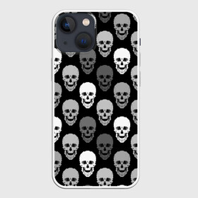 Чехол для iPhone 13 mini с принтом Черно белый готический в Белгороде,  |  | абстрактный | готический узор | модный | серый | современный | черепа | черно белый | черный фон