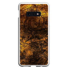 Чехол для Samsung S10E с принтом Абстрактный узор текстура в Белгороде, Силикон | Область печати: задняя сторона чехла, без боковых панелей | каменный узор | камень | коричневый | маскировочный | милитари | мраморный | темный оранжевый | черный и оранжевый