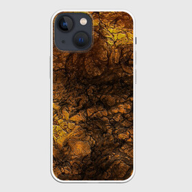 Чехол для iPhone 13 mini с принтом Абстрактный узор текстура в Белгороде,  |  | каменный узор | камень | коричневый | маскировочный | милитари | мраморный | темный оранжевый | черный и оранжевый