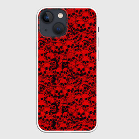 Чехол для iPhone 13 mini с принтом Красные черепа в Белгороде,  |  | osteology | red skulls | skull | жуткие черепа | черепа | черепа в красном окрасе